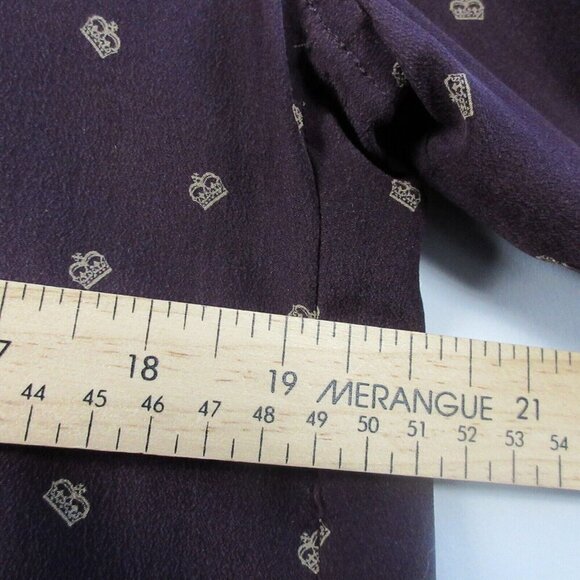 Club Monaco 100% Silk Button Down Long Sleeve Shirt Women's Maroon Formal 86 - Picture 10 of 11